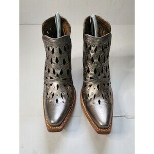 Ariat Boots Womens 7.5 Silver Dixon Studded Cut Out Ankle Western Pull-on